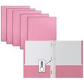 Better Office Products 2 Pocket Paper Folders Portfolio W/Prongs, Matte Texture, Letter Size, Pink, 50PK 84222